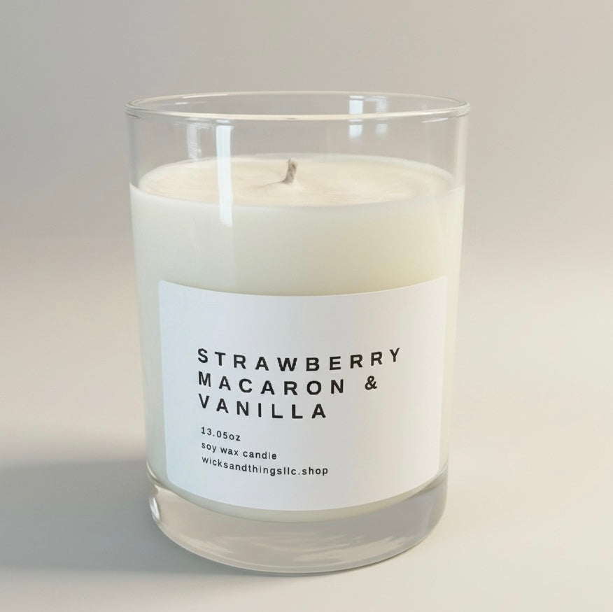 Strawberry Macaron & Vanilla – 13.05 oz Luxury Soy Candle
